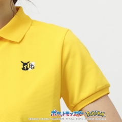 PEARLY GATES Women's Golf Apparel [Pokemon] Pikachu Border Style Pique Short Sleeve Polo Shirt 0555160332