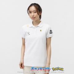 PEARLY GATES Women's Golf Apparel [Pokemon] (Pikachu, Slowpoke, Snorlax, Psyduck) Reverse Pique Stripe Style Short Sleeve Polo Shirt 0555160334