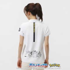 PEARLY GATES Women's Golf Apparel [Pokemon] (Pikachu, Slowpoke, Snorlax, Psyduck) Reverse Pique Stripe Style Short Sleeve Polo Shirt 0555160334