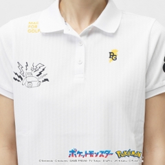 PEARLY GATES Women's Golf Apparel [Pokemon] (Pikachu, Slowpoke, Snorlax, Psyduck) Reverse Pique Stripe Style Short Sleeve Polo Shirt 0555160334