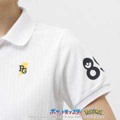 PEARLY GATES Women's Golf Apparel [Pokemon] (Pikachu, Slowpoke, Snorlax, Psyduck) Reverse Pique Stripe Style Short Sleeve Polo Shirt 0555160334
