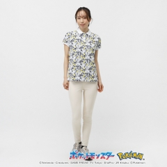 PEARLY GATES Women's Golf Apparel [Pokemon] (Pikachu, Slowpoke, Snorlax, Psyduck) All-Over Print Short Sleeve Polo Shirt 0555160336