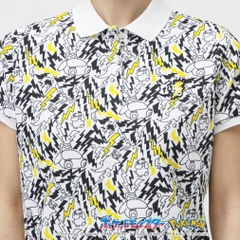 PEARLY GATES Women's Golf Apparel [Pokemon] (Pikachu, Slowpoke, Snorlax, Psyduck) All-Over Print Short Sleeve Polo Shirt 0555160336
