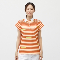 PEARLY GATES Women's Golf Apparel 4-Way Popcorn Short Sleeve Polo Shirt (Border Pattern) 0555160516