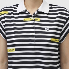 PEARLY GATES Women's Golf Apparel 4-Way Popcorn Short Sleeve Polo Shirt (Border Pattern) 0555160516