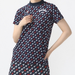 le coq sportif golf Women's Golf Wear [Stretch Forcer] Eiffel Pattern Mock Neck Shirt QGWXJA05