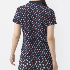 le coq sportif golf Women's Golf Wear [Stretch Forcer] Eiffel Pattern Mock Neck Shirt QGWXJA05