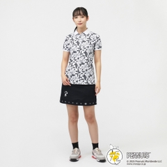 PEARLY GATES Women's Golf Apparel SNOOPY Primeflex Pique All-Over Pattern Short Sleeve Polo Shirt 0555260034