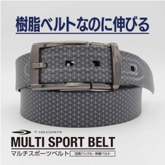 TIGORA Men's Golf Wear Stretch Belt Comfortable Stretch Rubber Resin Water Repellent Sports Casual Black Logo TR-1ABKGYWBK1S