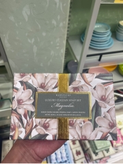 Hộp 3 bánh xà bông cao cấp Hopificio Firenze Luxury Italian Soap Set - hương Magnolia (Hoa mộc lan) 450g