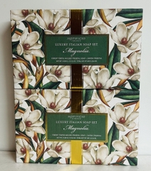 Hộp 3 bánh xà bông cao cấp Hopificio Firenze Luxury Italian Soap Set - hương Magnolia (Hoa mộc lan) 450g