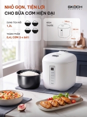 Nồi cơm điện mini Gkock Arvo 1,2 lít màu trắng