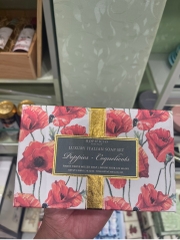Set 3 bánh xà phòng Ý cao cấp Hopificio Luxury Italian Soap Set phiên bản hương hoa anh túc (Poppies - Coquelicots) 450g