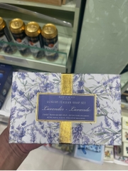 Hộp 3 bánh xà bông cục cao cấp Hopificio Firenze Luxury Italian Soap Set (hương Lavender - Hoa oải hương) 450g