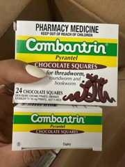Thuốc tẩy giun Combantrin Pyrantel Chocolate Squares dạng viên socola.