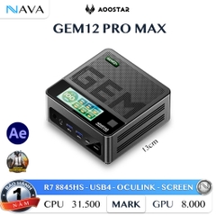 Mini PC AOOSTAR GEM 12+ PRO R7 Pro 8845HS - AMD READEON 780M MÀN LCD TIỆN DỤNG