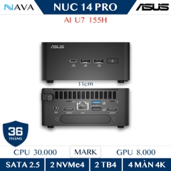 Mini PC hỗ trợ AI ASUS NUC 14 PRO RNUC14RVHU700001I (Ultra 7 155H | 2xNVMe, SATA | 2x HDMI 2.1 | 2x DP 1.4a | VESA Mount)