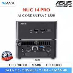 Mini PC hỗ trợ AI ASUS NUC 14 PRO RNUC14RVHU700001I (Ultra 7 155H | 2xNVMe, SATA | 2x HDMI 2.1 | 2x DP 1.4a | VESA Mount)