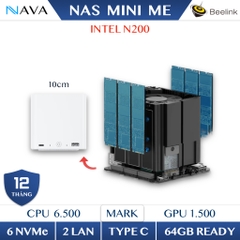 Beelink ME mini 6-Slot ổ cứng SSD NVMe 12GB LPDDR5+64GB eMMC NAS Mini PC Intel® Twin Lake N200