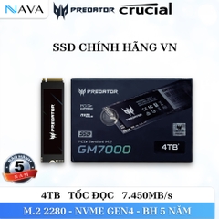 Ổ cứng SSD Acer Predator GM7000 PCIe Gen4 x4 NVMe M.2 GM7000 Bảo Hành 5 Năm Chính Hãng VN