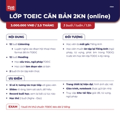 LỚP TOEIC CĂN BẢN 2 KỸ NĂNG (ONLINE)