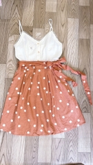 V02 Váy đầm 2 dây linen E&M