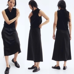Chân váy lụa midi Hắc em bigsize