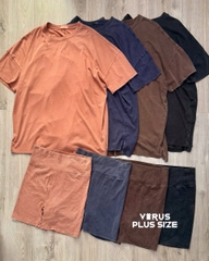 Set bộ ngố Nudds nền vải wax áo form rộng quần đùi gân ôm bigsize (nuudssetn)