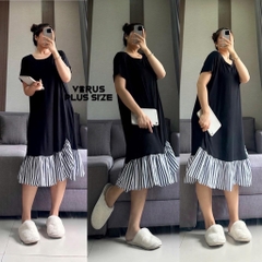Đầm Cato thun thoáng mát viền sọc bigsize