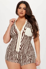 Jumsuit zip fashion nâu vằn xuất xịn