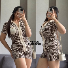 Jumsuit zip fashion nâu vằn xuất xịn