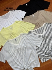Áo thun linen Gap cổ V bigsize xuất xịn
