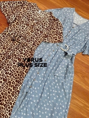 Đầm Midi Me cổ V kèm belf bigsize