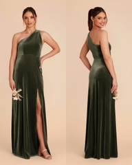 Đầm nhung lệch vai Birdy maxi xẻ tà bigsize