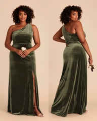 Đầm nhung lệch vai Birdy maxi xẻ tà bigsize