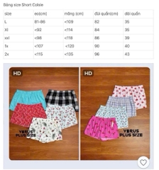 Short eo thun Colsie thoáng mát bigsize