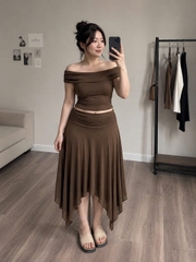 Set áo bẹt vai váy rũ mng bigsie