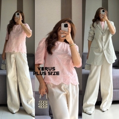 Quần suông River linen trắng bigsize