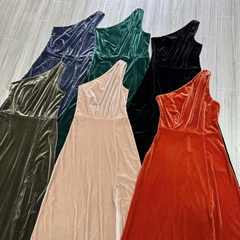 Đầm nhung lệch vai Birdy maxi xẻ tà bigsize