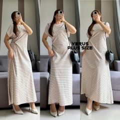 Đầm Midi Primark nhún eo kem sọc xuất xịn