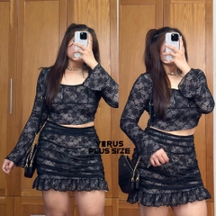 Set ren f21plus áo tay loe / váy đuôi cá bigsize (lẻ)