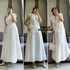 Chân váy Xoài mng chữ A lưng chun midi bigsize