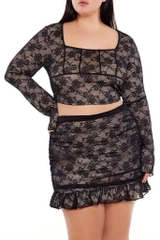 Set ren f21plus áo tay loe / váy đuôi cá bigsize (lẻ)