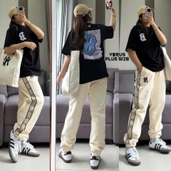 Jogger nỉ MLB sọc kem dày dặn xuất xịn bigsize