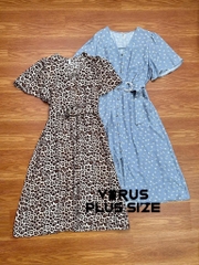 Đầm Midi Me cổ V kèm belf bigsize