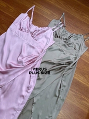 Đầm dây lụa f21plus nhún ngực xuất xịn bigsize(1254)
