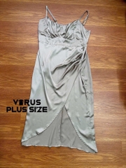 Đầm dây lụa f21plus nhún ngực xuất xịn bigsize(1254)