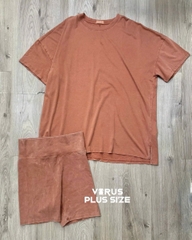 Set bộ ngố Nudds nền vải wax áo form rộng quần đùi gân ôm bigsize (nuudssetn)