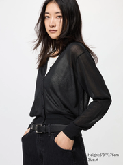 Cardigan uni thun lưới thoáng mát xuất xịn