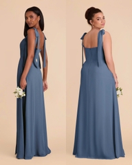 Đầm tiệc Birdy 2 dây cột nơ maxi xẻ tà vải creep dày dặn bigsize